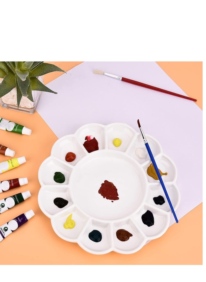 8 Inch 13 Wells Artist Ceramic Paint Palette, Circular Ceramic Watercolor Painting Mixing Tray for Watercolor Gouache Acrylic Oil Painting - Image 3